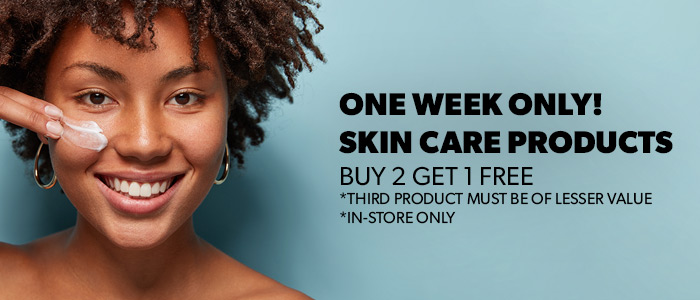 Buy 2 Skin Care Products, Get 1 Free