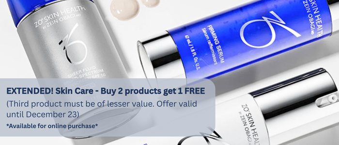 Skin Health products displayed for holiday skincare promotion.